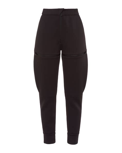 prada double technical jersey trousers|Black Double Technical Jersey joggers with zippers .